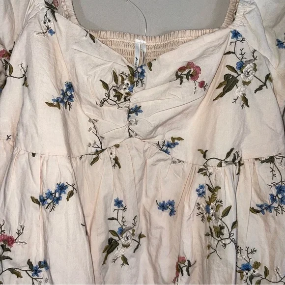 Anthropologie embroidered long sleeve mini floral peasant baby doll dress XS‎ - Picture 10 of 15